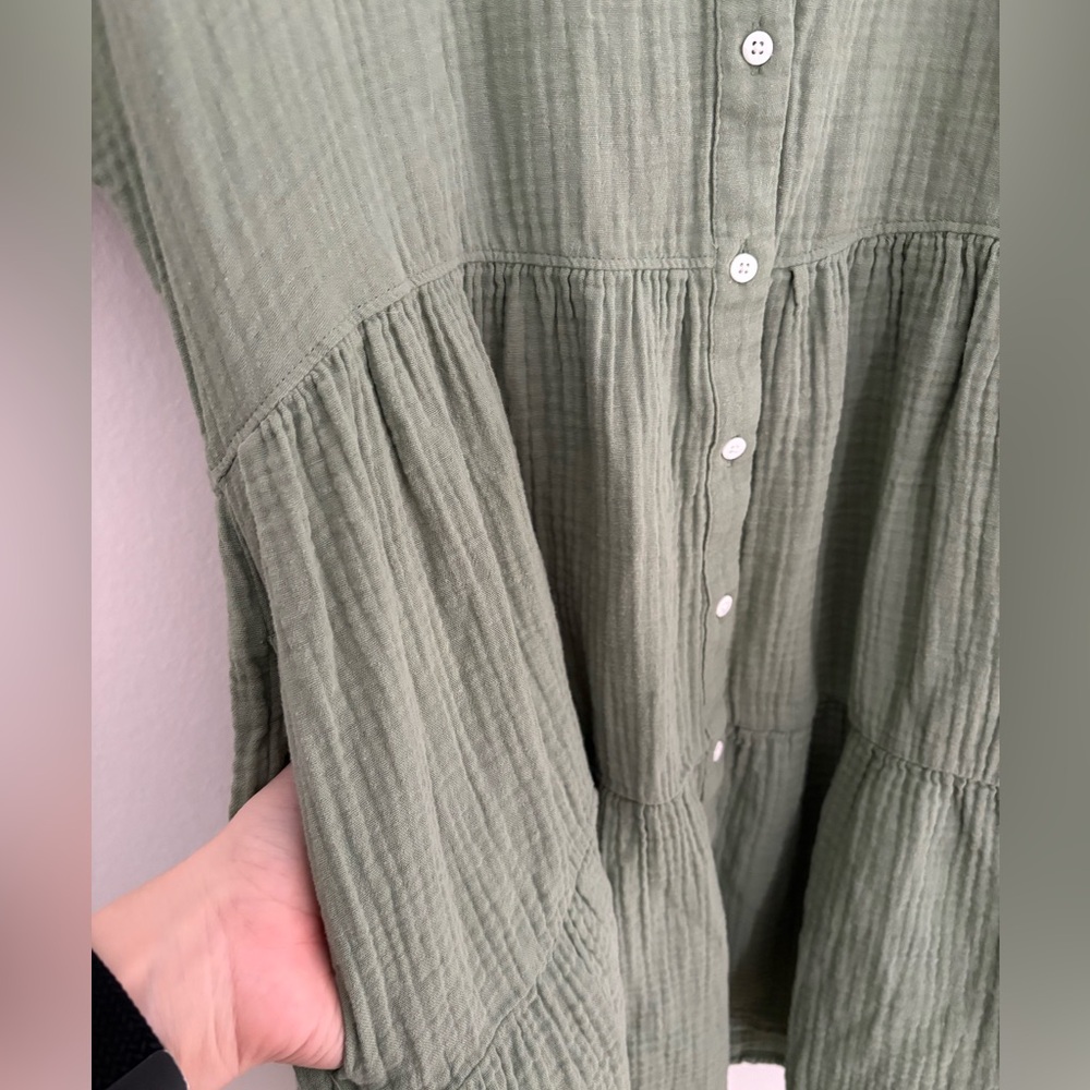 Madewell Sage Green Button-Front Mini Dress - Picture 8 of 10